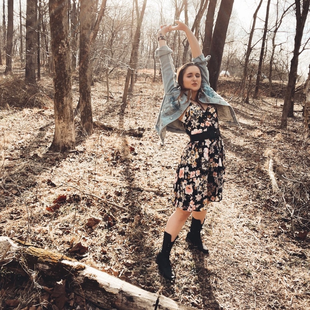 black flower dress